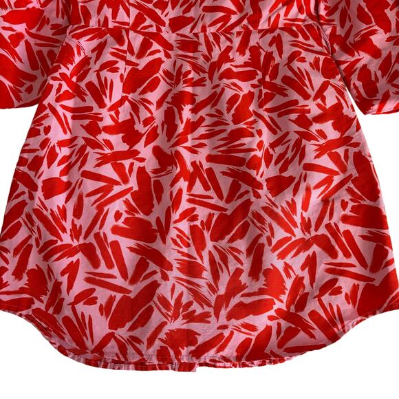 Veronica Beard Samy Red & Pink Poppy Floral Print Button Up Mini Shirt Dress 4 - Picture 12 of 12